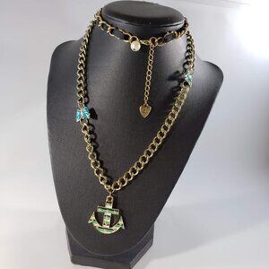 Betsey Johnson vintage nautical anchor long sweater necklace